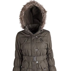 Juniors Down Alternative Fleece Lined Long Coat